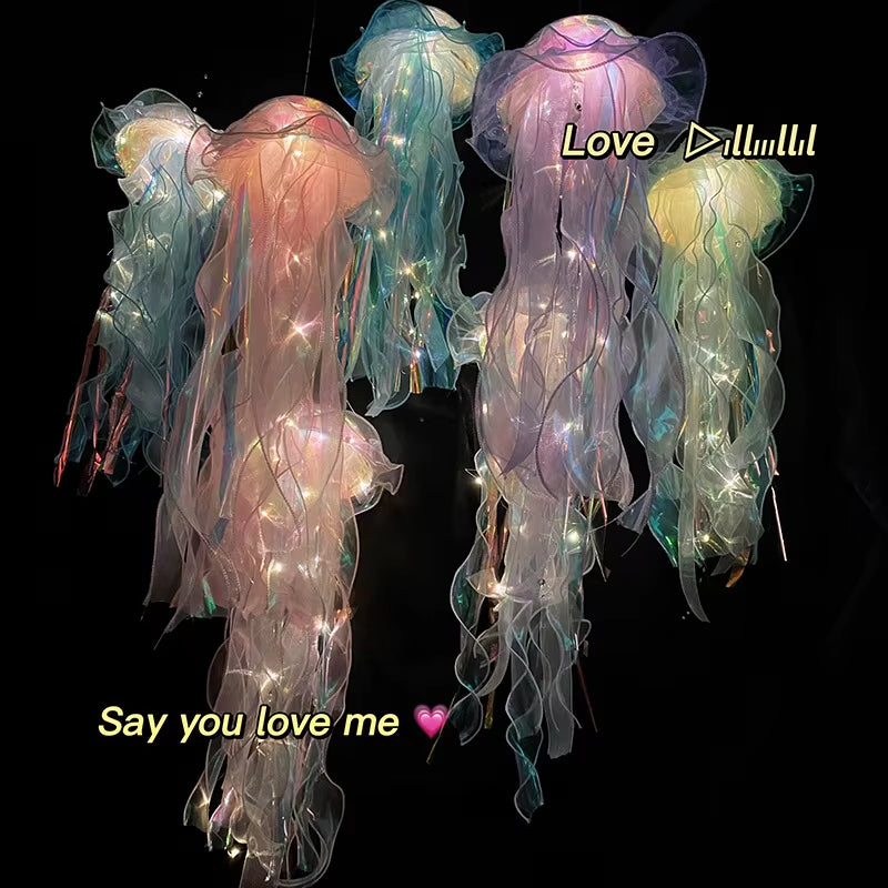 22*55Cm Colorful Jellyfish Lantern Ocean Animals Happy under the Sea Theme Birthday Party Decor Jellyfish Lantern Photo Props